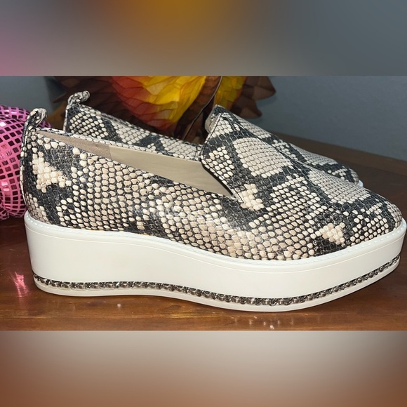 Karl Lagerfeld Snake Print Platform Shoes - Black and Cream - Picture 1 of 13